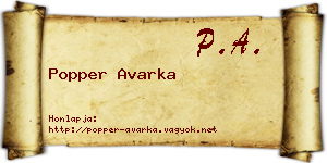 Popper Avarka névjegykártya